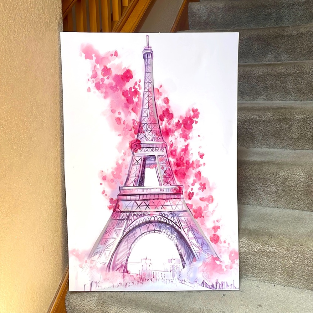 Textured Eiffel Tower Painting